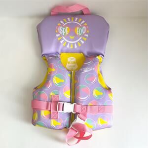 Speedo Infant PFD Life Jacket Vest Under 30lbs Beach Ball Purple Pink